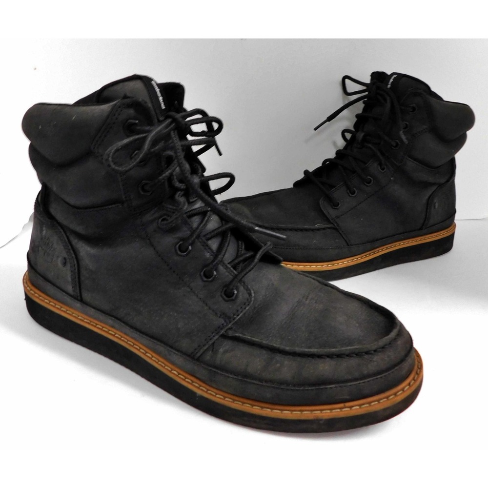 Timberland Newmarket Mid Lace Black Leather Boots Mens Shoes $115rt sz 12